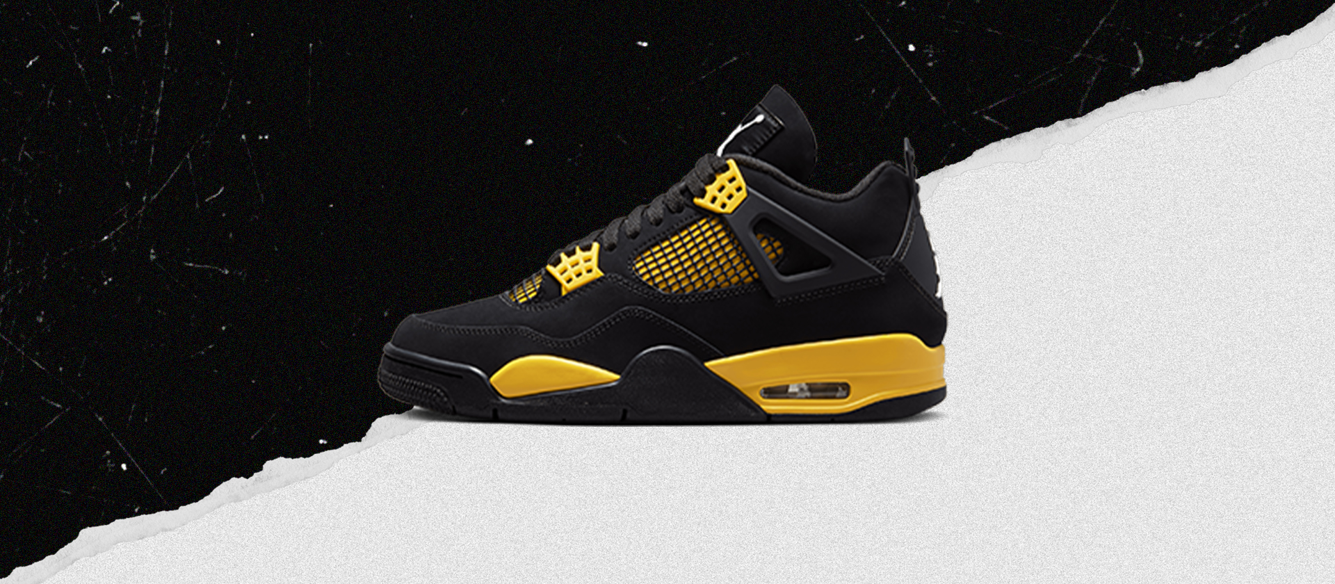 Yellow black hot sale jordan 4